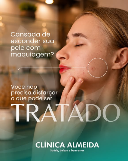 Imagem de tratamento facial com mensagem sobre uma pele tratada